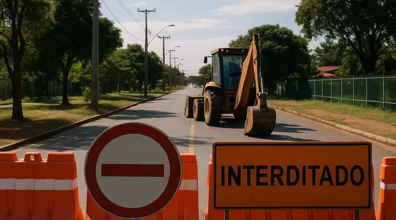 Interdição na Avenida Bernardo Sayão bloqueia via de acesso aos condomínios da Chácara 60