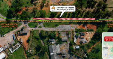Trânsito no km 0 da DF-001 (EPCT) é interditado; desvio sinalizado próximo à Torre de TV