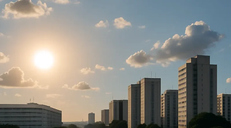 Previsão do tempo hoje para Brasília (DF) - sol com algumas nuvens ao longo do dia; noite.