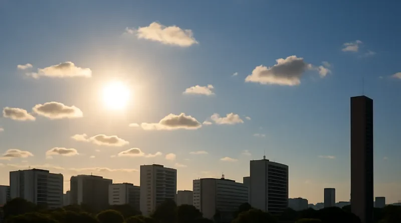 Previsão do tempo hoje para Brasília (DF) - sol com algumas nuvens ao longo do dia; noite.