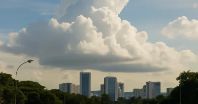 Previsão do tempo hoje para Brasília (DF) – sol e aumento de nuvens de manhã; pancadas de. Previsão do tempo hoje para Brasília (DF) - sol e aumento de nuvens de manhã; pancadas de.