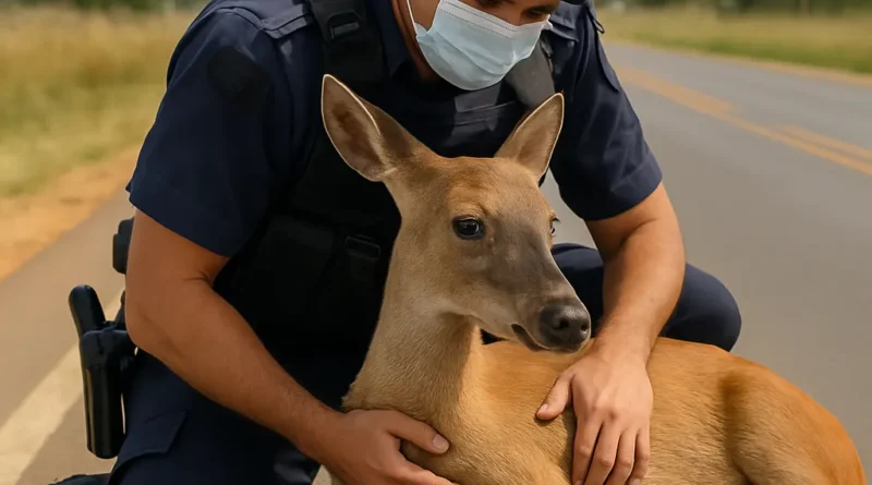 Veado é resgatado após ser vítima de atropelamento em estrada no DF; veja vídeo