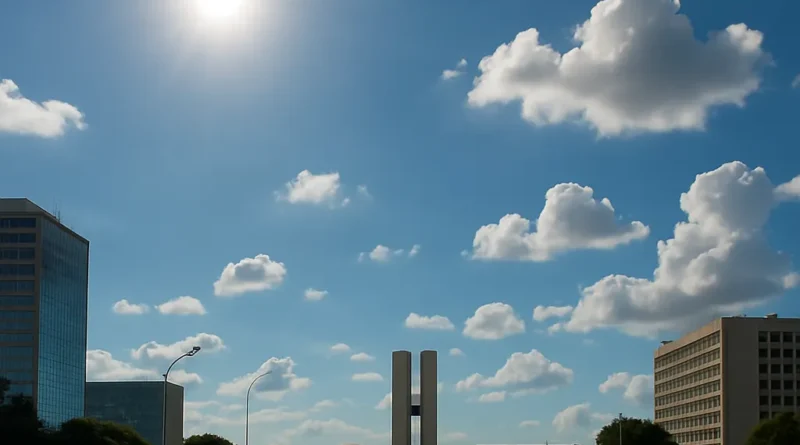 Previsão do tempo hoje para Brasília (DF) - sol com algumas nuvens; chove rápido durante o.
