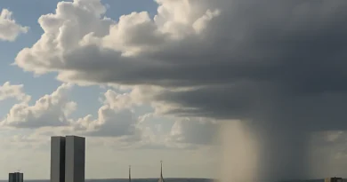 Previsão do tempo hoje para Brasília (DF) - sol com muitas nuvens; pancadas de chuva à.