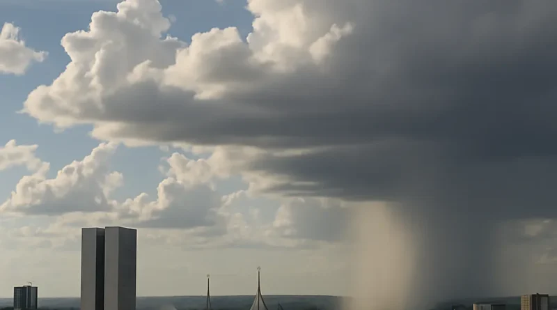 Previsão do tempo hoje para Brasília (DF) - sol com muitas nuvens; pancadas de chuva à.