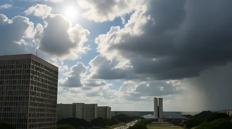 Previsão do tempo hoje para Brasília (DF) - sol com muitas nuvens; pancadas de chuva à.