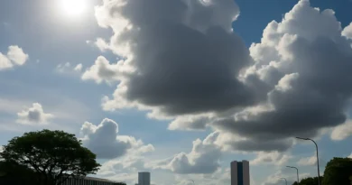 Previsão do tempo hoje para Brasília (DF) - sol e aumento de nuvens de manhã; pancadas de.