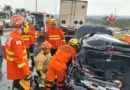 Vídeo: colisão entre 4 carretas e outros 4 veículos deixa um homem ferido